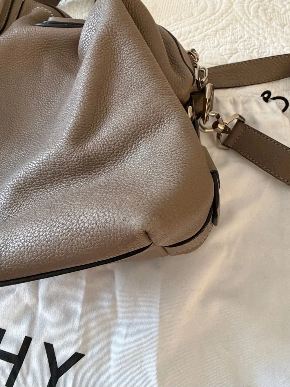 Givenchy Taupe Brown Nightingale Soft Leather Shoulder Bag